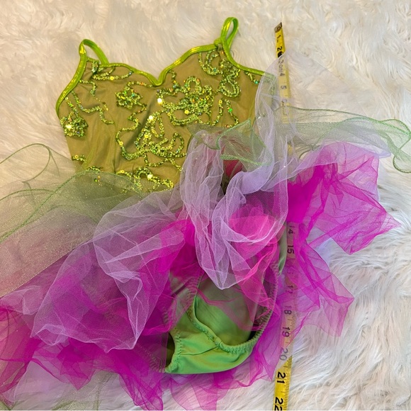 Curtain Call Costumes Dance Dress Up Play Fairy Child Size 12 Sequins Green - Picture 12 of 13